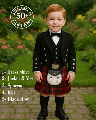 Escocés Bebé Kilt Chaqueta Conjunto Niños Kilt Set 5 Piezas Bebé Kilt Conjunto Foto 1 de 4