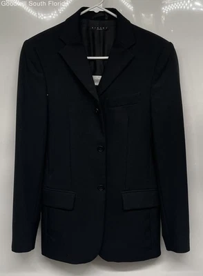 Blazer Sisley para mujer negro con solapa de muesca de un solo pecho de tres botones talla 44 EUR Foto 1 de 4