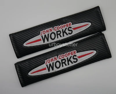 2x Mini Cooper Seatbelt Shoulder Cover Pad Carbon Clubman Countryman JCW - Image 1 of 4