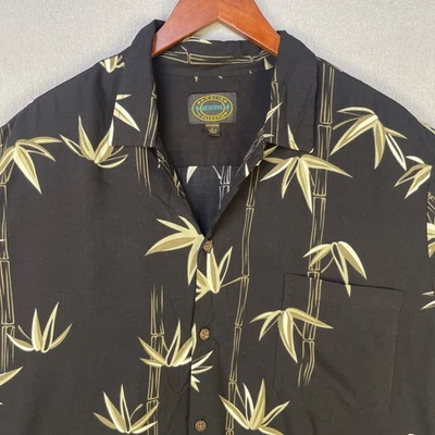 VTG Hawaiian Reserve Collection Hawaiian Shirt Mens Large Black Bamboo Rayon - Image 1 of 4