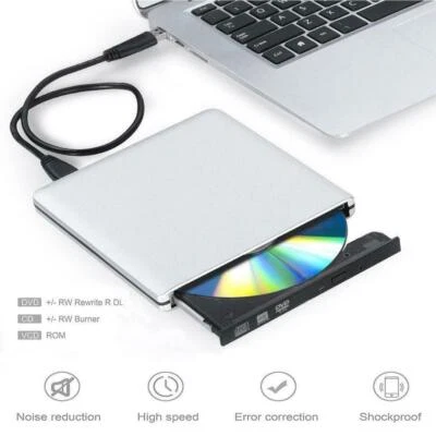 Slim Alloy USB3.0 CD DVD±DL RW Drive Burner Writer Play Fr Windows 7/8/10/11 Mac - Image 1 of 4