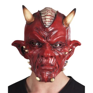 LATEX TEUFELSMASKE / Halloween Karneval Satan Teufel Maske Herren Kostüm Party - Bild 1 von 2