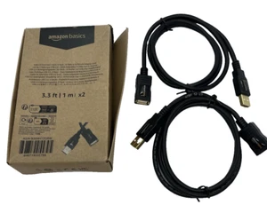 2er Pack USB-A 2.0 Verlängerungskabel, für Drucker, Maus oder Tastatur, Stecker auf Buchse - Bild 1 von 3