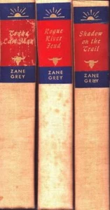 3 LOT ZANE GREY ROGUE RIVER FEUD, TO THE LAST MAN, SHADOW OF THE TRAIL HC GOOD - Foto 1 di 1