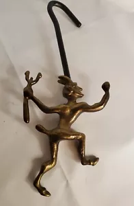 Rare Brass Devil Satan Chimney Flue Fireplace Damper Pull Hook 11 1/2” high - Picture 1 of 5
