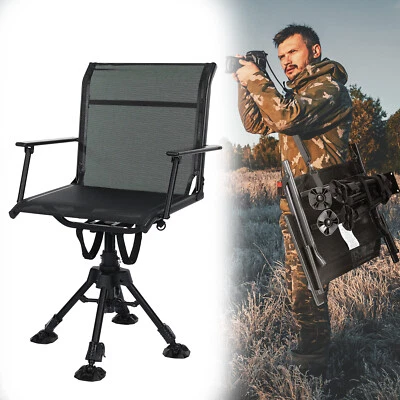 Foldable 360° Swivel Hunting Chair Folding Blind Chair Seat w/ Armrests Camping - Image 1 of 4