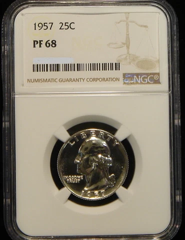 1957 Silver Proof Washington Quarter NGC PF68 Cover