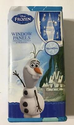 Disney Frozen Window Curtain Set Kids Bedroom 2 Panels Each Panel 63" L x 41" W - Image 1 of 4