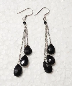 Natural Black Spinel Gemstone 925 Sterling Silver Earring /Valentine/Anniversary - Picture 1 of 4