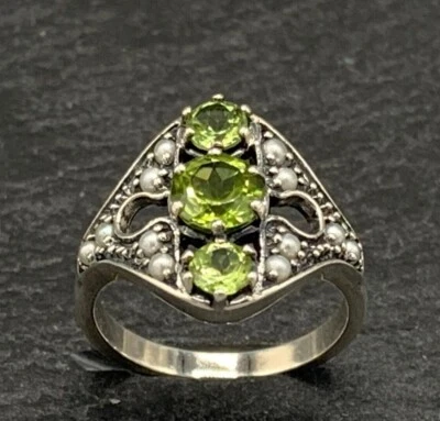 Ring Peridot & Saat Perle  925er Silber  Gr. 54 - Bild 1 von 4