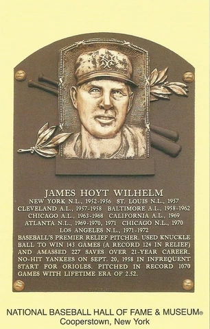 Postcard Hoyt Wilhelm Cooperstown Chicago White Sox Hall of Fame MINT Cover