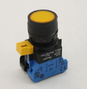 IDEC HW1L-M1F10QD Y-12V Yellow Pushbutton - Picture 1 of 7