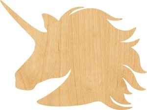 Unicorn Head Laser Cut Out Wood Shape Craft Supply - Woodcraft Cutout - Picture 1 of 1
