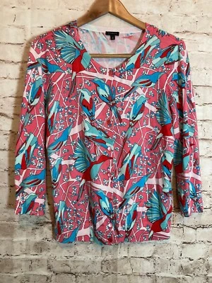 Suéter Talbots Mujer Mediano Colibríes Ligero Botón Frontal Cárdigan Foto 1 de 4