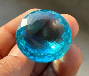 85 kt natürlicher zertifizierter himmelblauer Aquamarin Rundschliff loser Edelstein EBAY - Bild 1 von 6