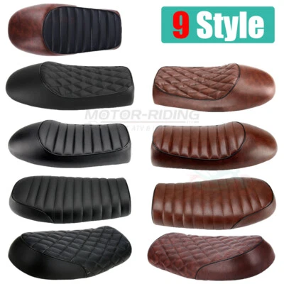 Universal Motorcycle Cafe Racer Seat Flat Hump Saddle For Honda GB Suzuki Yamaha - Image 1 of 4
