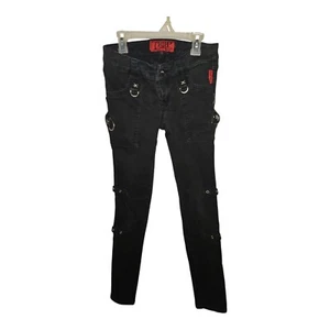 RARE Tripp NYC Y2K Bondage Pants Zipper Studs Punk Goth Black Size 5 - Picture 1 of 6
