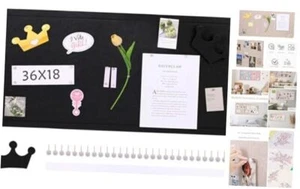 Foldable Large Felt Bulletin Board - 36'' x 18'', Decorative 9" x 17.5" Black - Picture 1 of 8