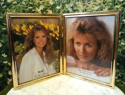 MARCO CON BISAGRAS DOBLE DE METAL DORADO DE COLECCIÓN 8X10 MAGEE COMPANY EE. UU. Foto 1 de 4