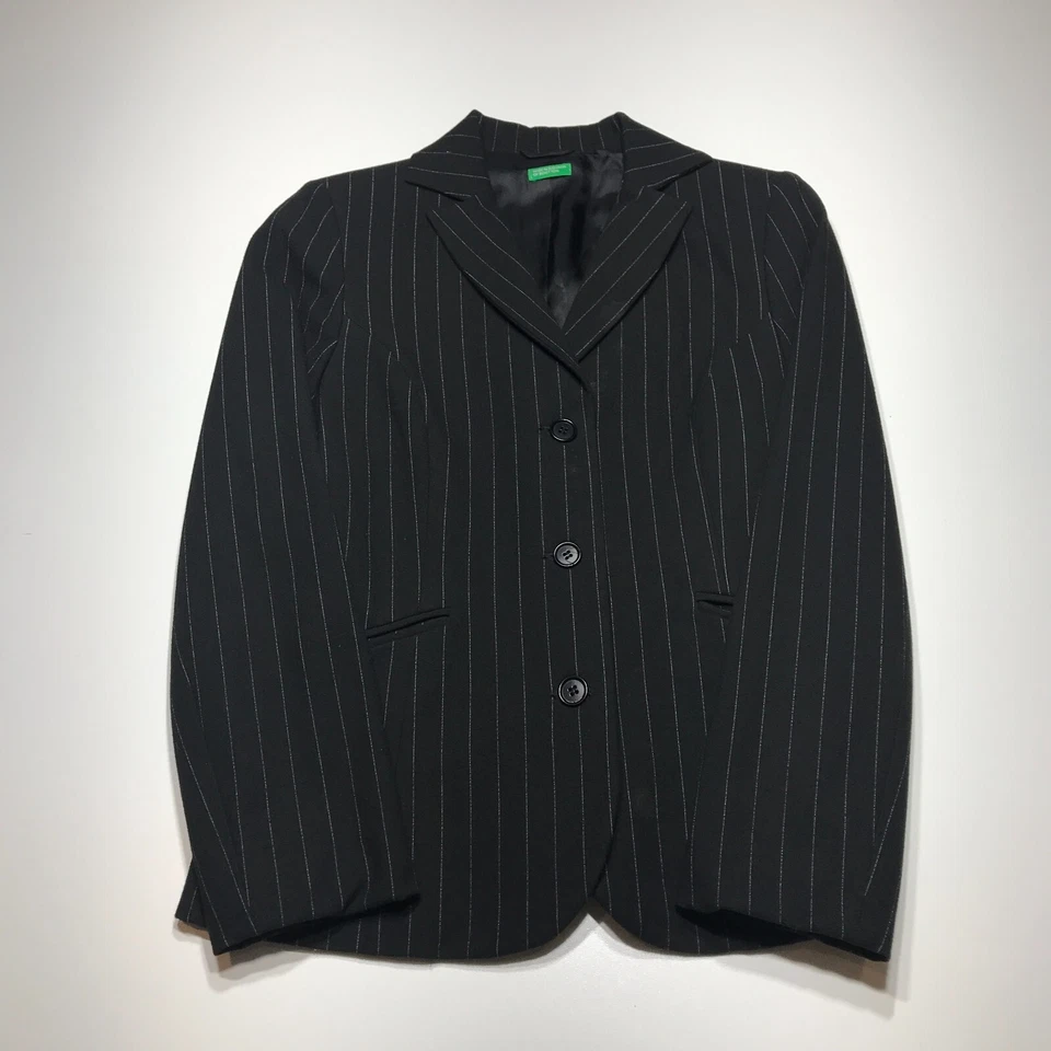 Chaqueta Blazer Hecha en Eslovaquia de Benetton Talla 40 EU Negra Elastizada a Rayas Foto 1 de 4