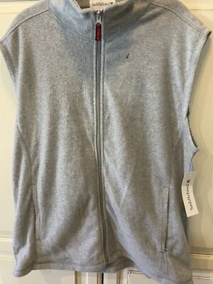 NWT MEN'S Saddlebred FULL ZIP FLEECE SLEEVELESS VEST Sz Large Heather Gray Gift - Image 1 of 4