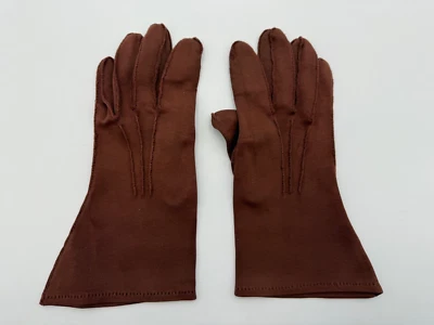 Guantes marrones vintage años 60 3/4 mezcla suave tela reparada dedos Foto 1 de 4