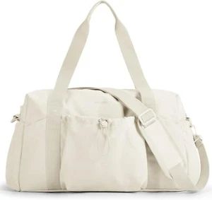 Weekender Bag for Women, BAGSMART Travel Duffle with Shoe Beige - Picture 1 of 7