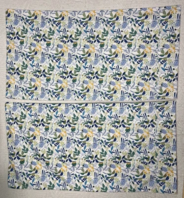 Charisma Set King 2 Floral Leafs Pillowcases Pair Blues Greens Yellow - Image 1 of 4