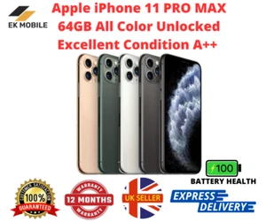 Apple iPhone 11 Pro Max 64GB ALL COLOURS Unlocked EXCELLENT CONDITION A++ 100%BH - Afbeelding 1 van 12