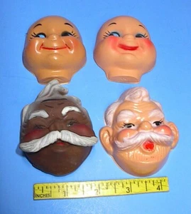 VINTAGE 4 DOLL HEADS FACES CELLULOID 3" NOS CRAFT SHOP CLOSED UP LOT # 5 - Picture 1 of 1