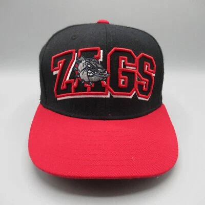 复古 Gonzaga Bulldogs 帽子 平沿帽 黑色 红色 Zags College Sports 成人 — 第 1/4 张图片