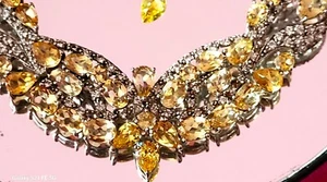 STERLING SILVER 925 NATURAL GEMSTONE YELLOW CITRINE NECKLACE Weight 32.2g - Bild 1 von 23