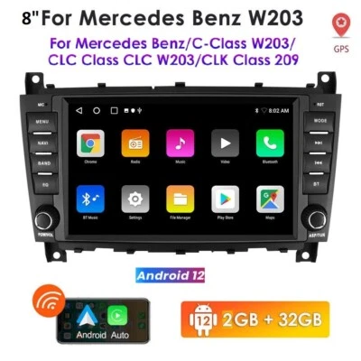 Radio de coche estéreo CarPlay 32 GB para Mercedes-Benz Clase C W203 W209 GPS Android 12 Foto 1 de 4