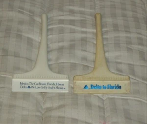 DELTA AIRLINES VINTAGE LOT OF 2 ICE SCRAPERS - Picture 1 of 3