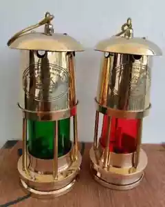 Set Of 2 Brass Lamp Minor Oil Nautical Ship Lamp Maritime Lamp 6'' - Picture 1 of 4