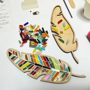 3pcs DIY Mosaic Kit Feather Pattern mosaic Tiles Art Craft Handmade mosaic Decor - Picture 1 of 8