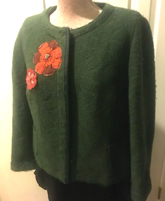 NUEVO SIN ETIQUETAS ZARA Chaqueta Adornada Verde Para Mujer L Naranja Otoño Flor Apliques España Foto 1 de 4