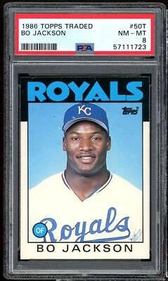 Bo Jackson 新秀卡 1986 年 Topps 交易 #50T PSA 8 — 第 1/2 张图片