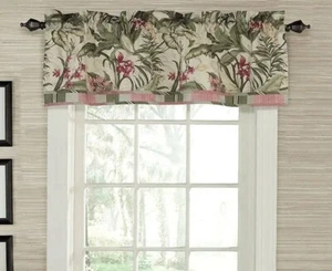 Waverly WAILEA COAST Tropical Red Green Floral Beach Coastal Valance NEW 52X16 - Picture 1 of 6