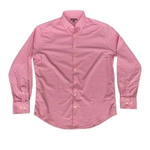 Peter Millar Summer Comfort Pink Gingham Check Button-Down Shirt Mens Size Large - Picture 1 of 12
