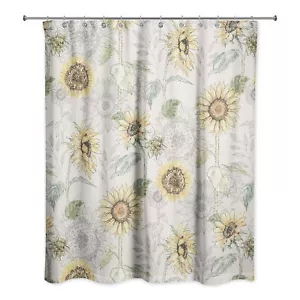 Creative Products Sunflower Pattern on Cream 71x74 Shower Curtain - Picture 1 of 2