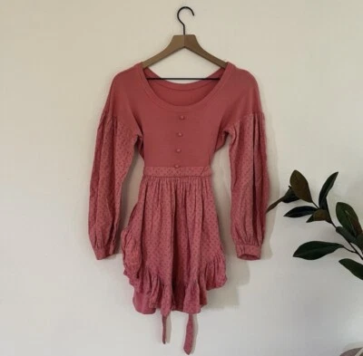 VTG Betsey Johnson Pink Floral Prairie Apron Dress PUNK - Image 1 of 4