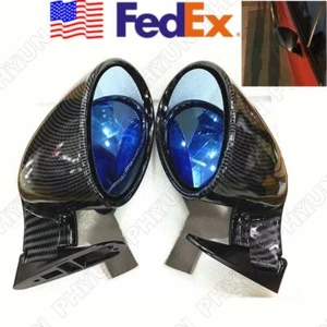 1 Pair Carbon Fiber Color Vintage Sport Racing Car Side Wing Mirror Plane Mirror - Foto 1 di 8