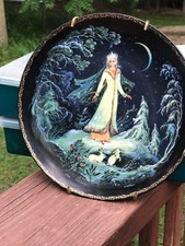 Russian Hand Painted Plate Snow Princess Looks Like Elsa From Frozen