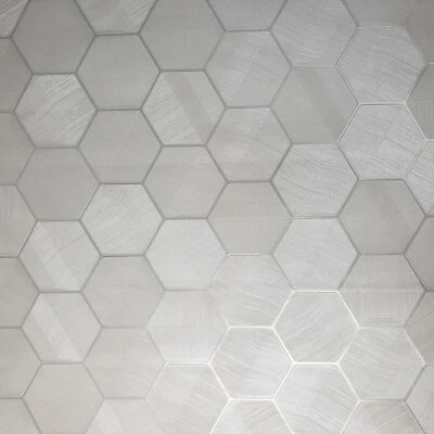 Lamborghini Hexagon white ivory metallic fabric textured Wallpaper Geometric 3D - Image 1 of 4