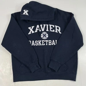 Xavier Musketeers Basketball Sweatshirt Mens Large Blue Champion Hooded Gym NCAA - Picture 1 of 13
