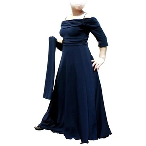 Evanese Women's Plus Size Formal Long Evening Dress 3/4 Sleeves and Side Flare - Picture 1 of 24