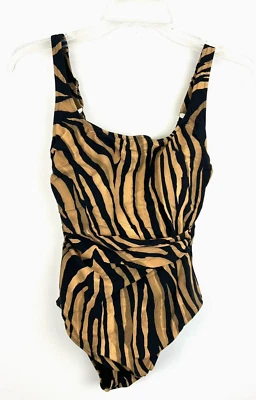 Traje de baño Gottex para mujer con estampado animal incorporado sujetador de una pieza talla 6 Foto 1 de 3