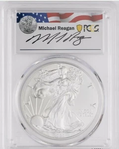 Two $1 American Silver Eagle PCGS MS70 reagan Legacy coins - Picture 1 of 4