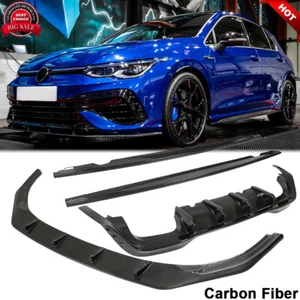 For VW Golf 8 MK8 Golf R 21-22 Real Carbon Front Bumper Rear Diffuser Side Skirt - Picture 1 of 18